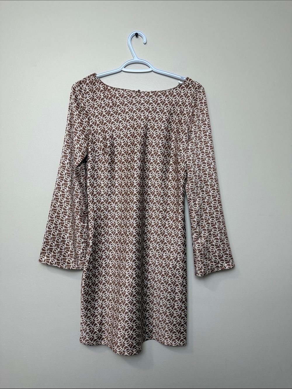 Dynamite Brown and White Patterned Long-Sleeve Dress size S